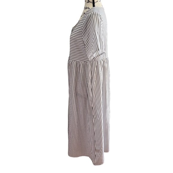 Zolucky Women's Midi Dress Sz Large White w/ Gray Pin Stripes Side Pockets Soft - Picture 2 of 12
